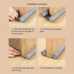 Four installation steps for an under-door draft stopper strip
