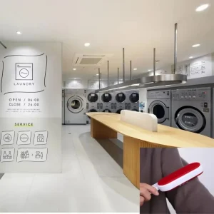 Reusable pet hair roller on a laundry room counter