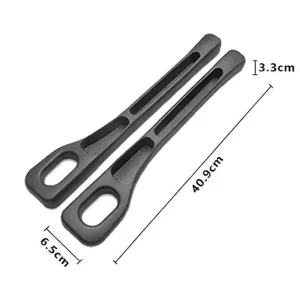 Two black car seat gap fillers with size dimensions